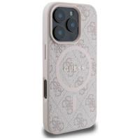 Guess 4G Ring Classic Logo MagSafe iPhone 16 Pro Case - Pink