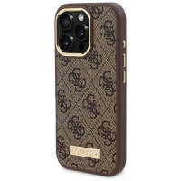 Guess 4G Logo Plate MagSafe Case for iPhone 16 Pro Max - Brown