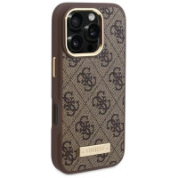 Guess 4G Logo Plate MagSafe Case for iPhone 16 Pro Max - Brown