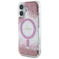 Guess HC Resin Bottom Glitter MagSafe iPhone 16 Case - Pink