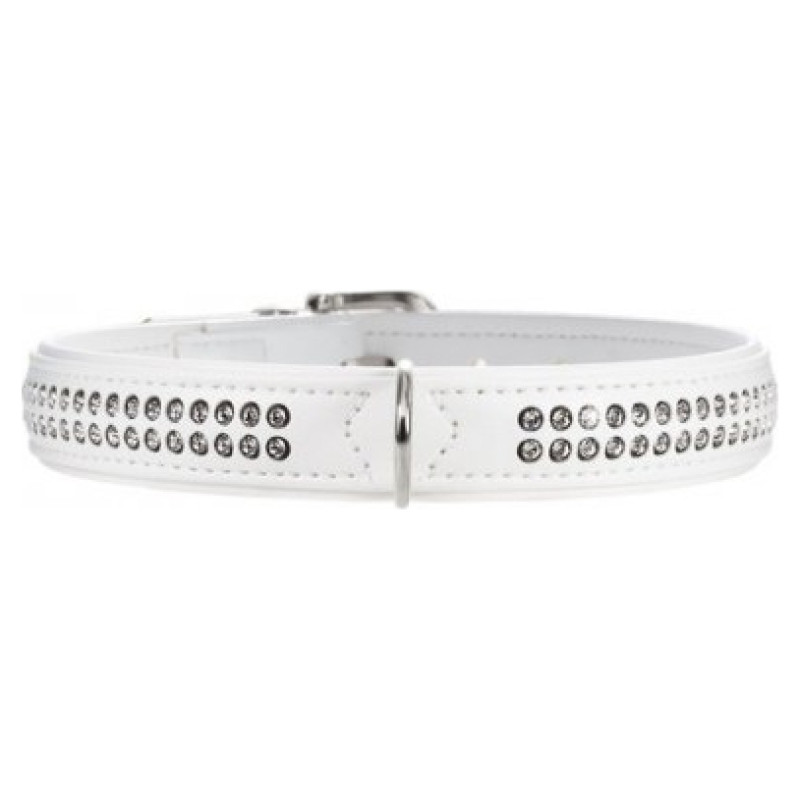 Hunter Collar Modern Art Deluxe 35 nickel Faux Leather white/white
