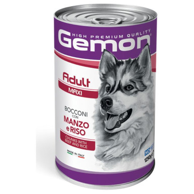 Gemon Dog chunkies Adult MAXI with beef & rice 1.250 kg - konservi suņiem