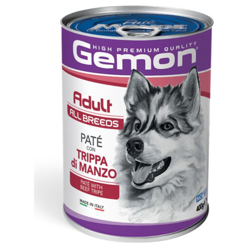 Gemon Dog pate Adult with beef tripe 0.4 kg - pastēte suņiem