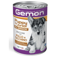 Gemon Dog chunkies Puppy&Junior with chicken & turkey 0.415 kg - konservi suņiem