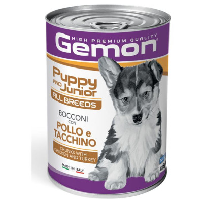 Gemon Dog chunkies Puppy&Junior with chicken & turkey 0.415 kg - konservi suņiem