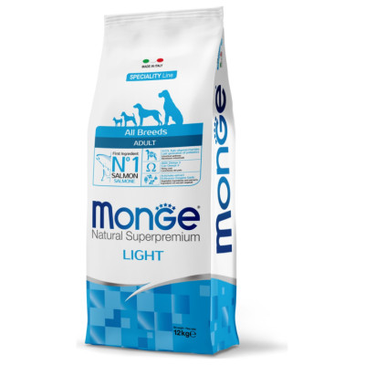 Monge Dog All Breeds Adult Light with Salmon and Rice 12 kg