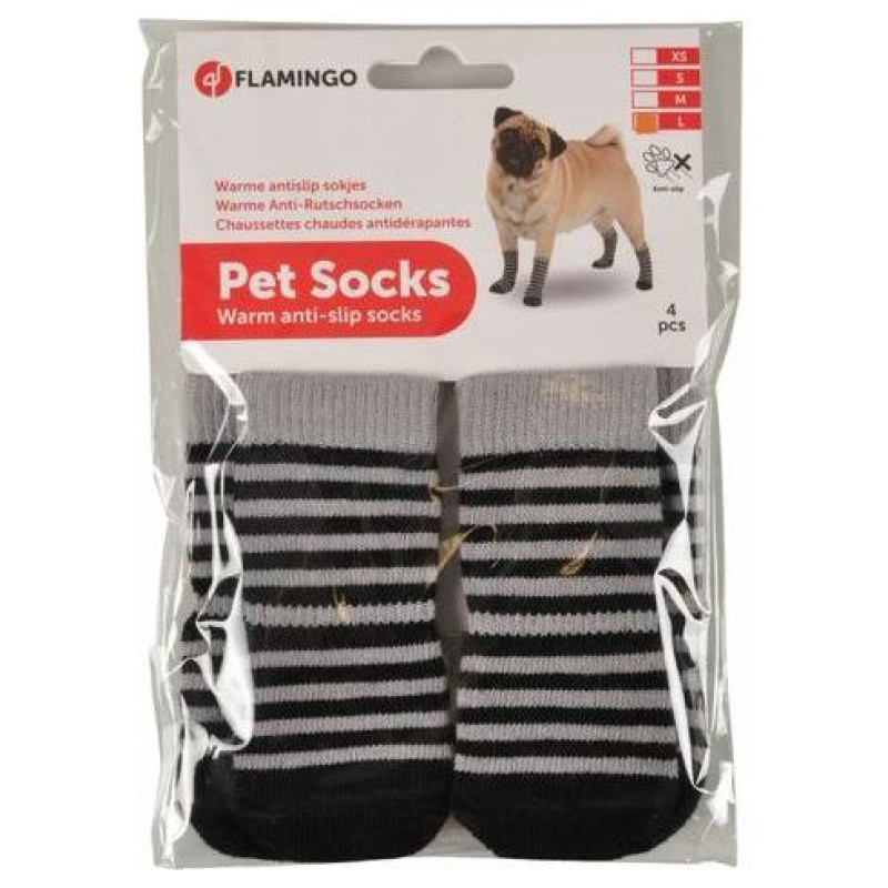 Flamingo pretslīdes zeķes suņiem L 59*50mm BLACK/GREY 4 gab.