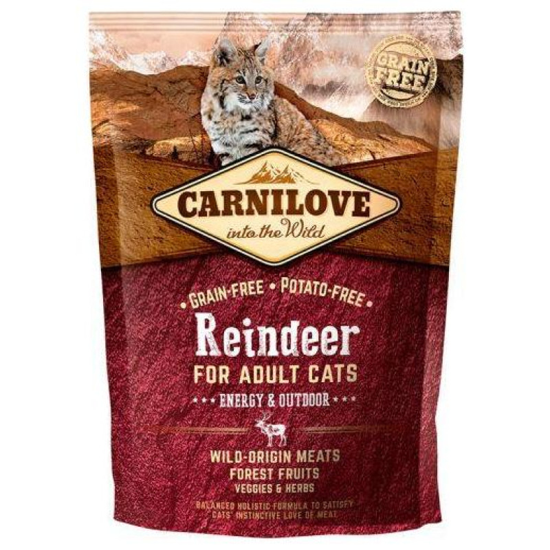 Carnilove Reindeer Adult Cat Energy & Outdoor 0,4 kg barība kaķiem