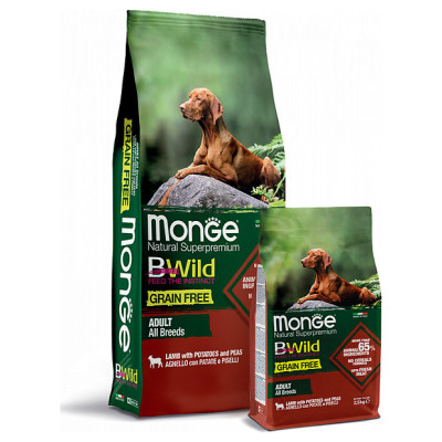 Monge BWild Dog Grain Free All Breeds Adult Lamb with Potatoes 12 kg