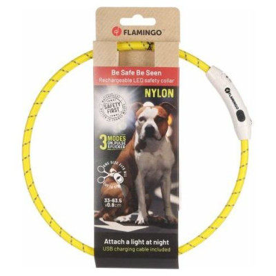 Flamingo LED kakla siksna atstarojo&scaron;a VISIO YELLOW