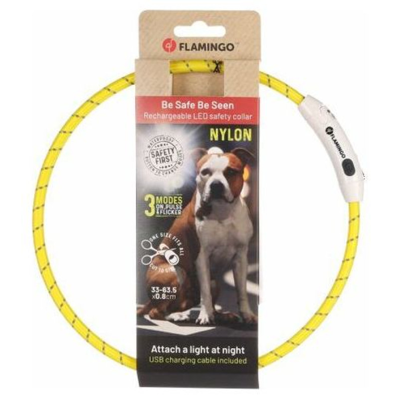 Flamingo LED kakla siksna atstarojo&scaron;a VISIO YELLOW