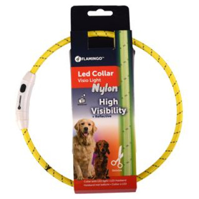 Flamingo LED kakla siksna atstarojo&scaron;a VISIO YELLOW