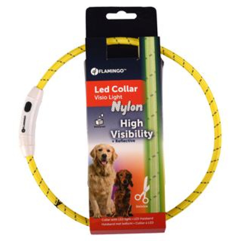 Flamingo LED kakla siksna atstarojo&scaron;a VISIO YELLOW