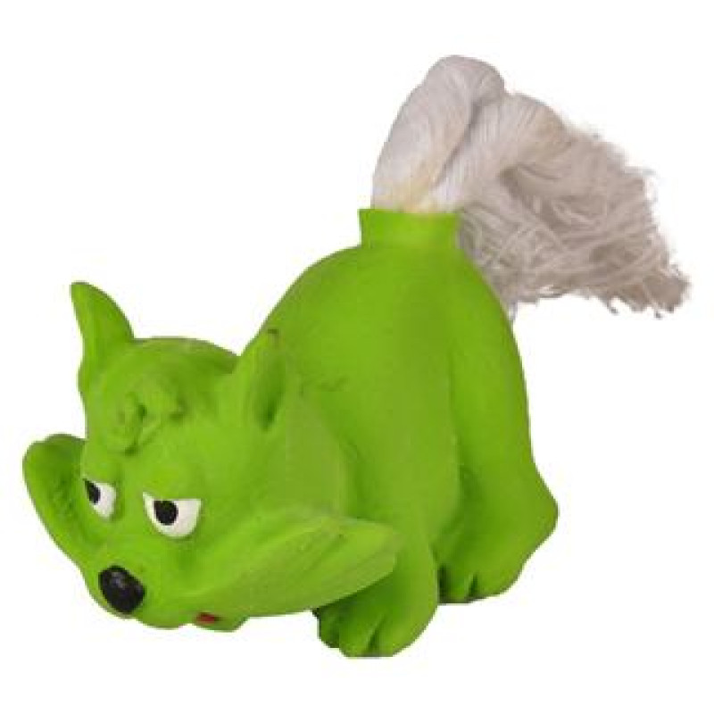 Flamingo LATEX ANIMAL WITH ROPE 8cm - lateksa rotaļlieta suņiem