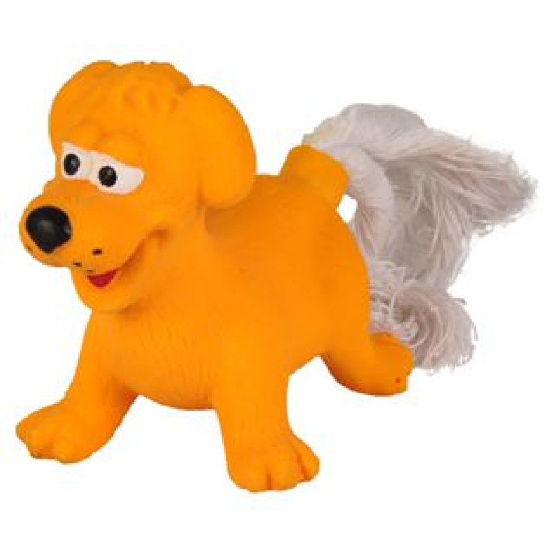 Flamingo LATEX ANIMAL WITH ROPE 8cm - lateksa rotaļlieta suņiem