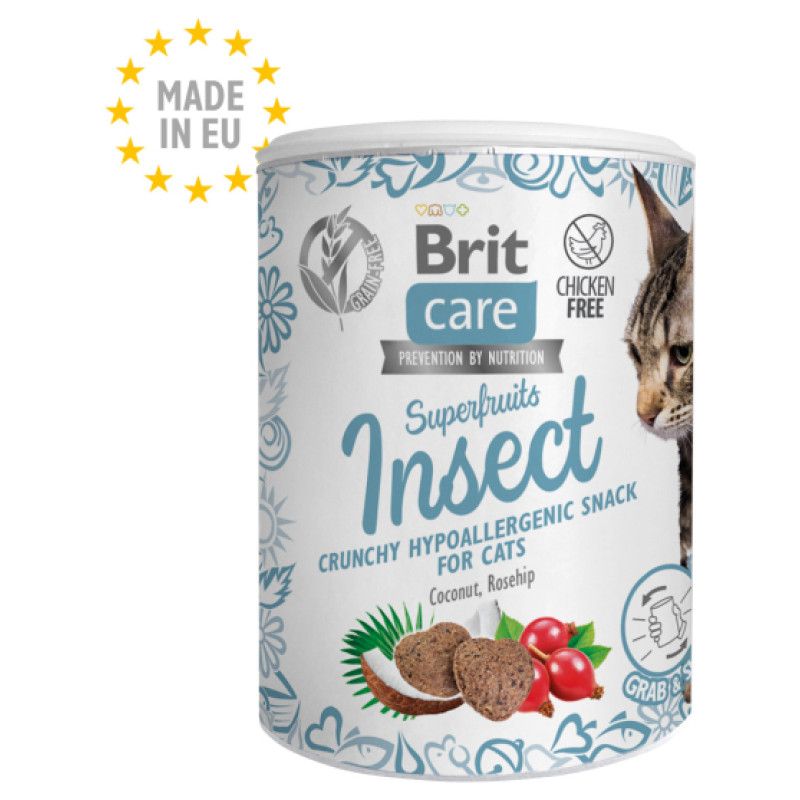 Brit Care Cat Snack Superfruits Insect 100 g papildbarība kaķiem