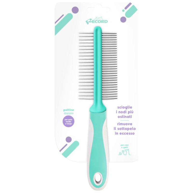 Record Ķemme HAIRMONY divpusēja ar metāla zobiem 22cm