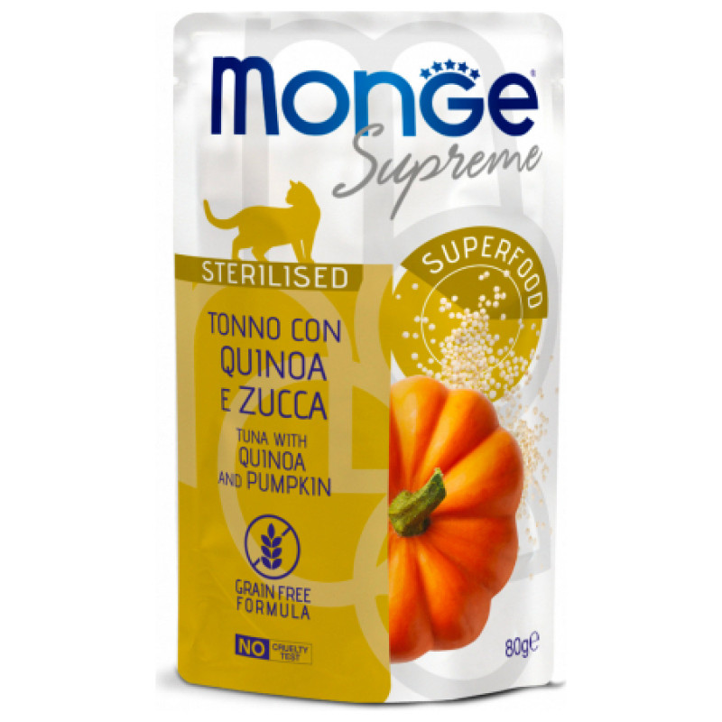 Monge Supreme Pouches Cat Sterilised Tuna Flakes with Quinoa and Pumpkin 80 g