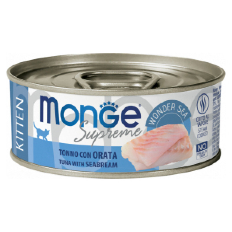 Monge Supreme Cat Kitten Tuna Flakes with Seabream 80 g