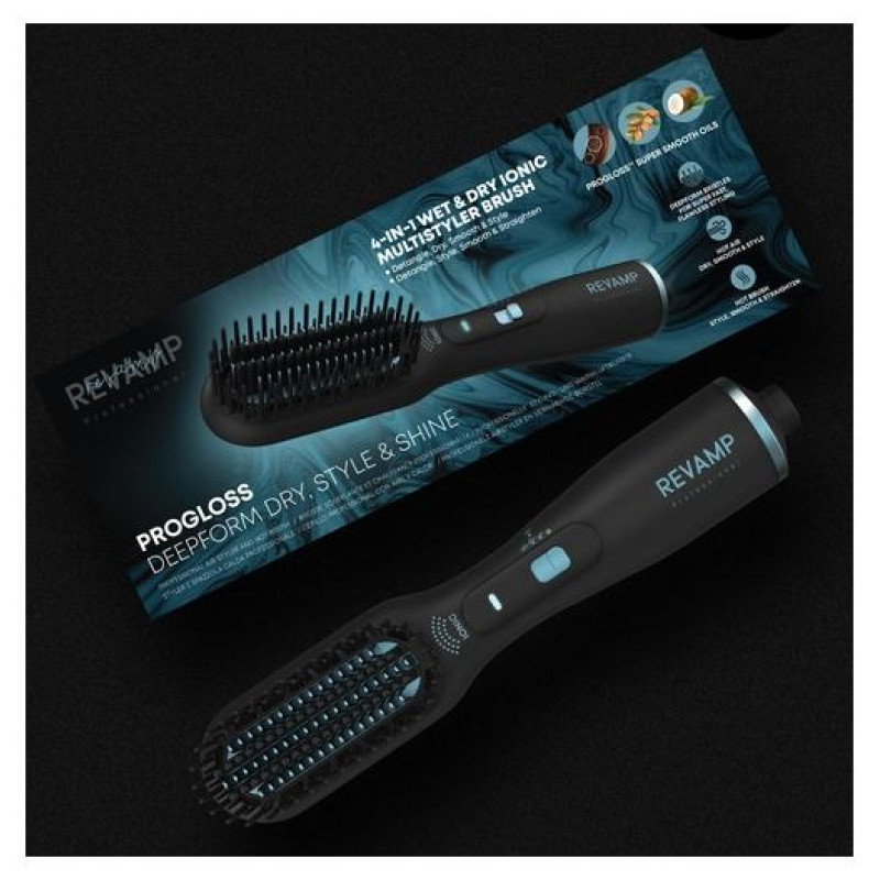 Revamp BR-2500X-EU Deepform Ceramic Straightening Hot Brush Black