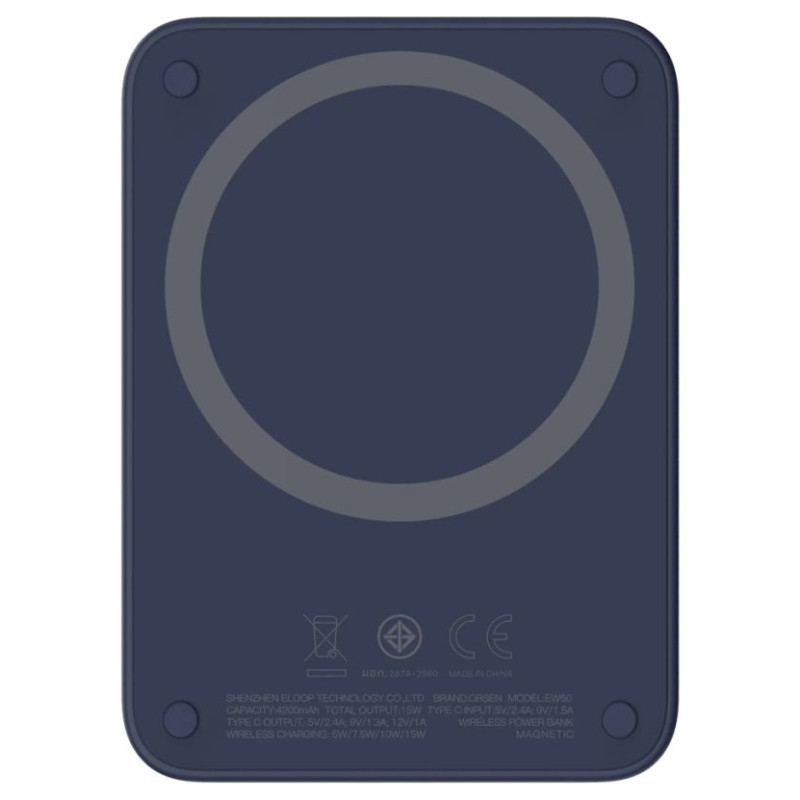 Orsen EW50 Magnetic Wireless Power Bank for iPhone 12 and 13 4200mAh blue