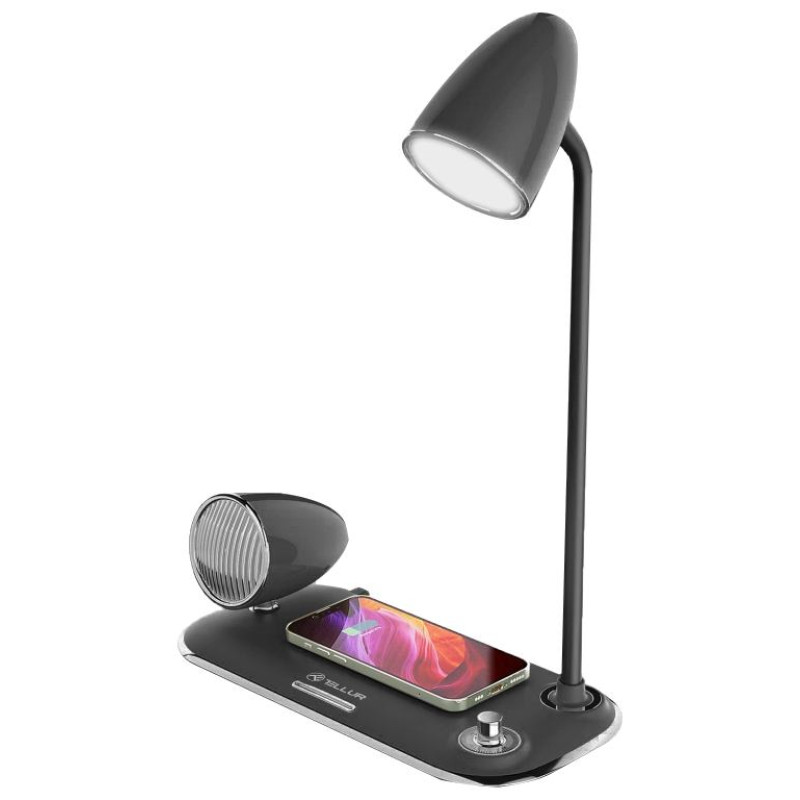 Tellur Nostalgia Wireless Desk Charger, Bluetooth Speaker, Desk Lamp black