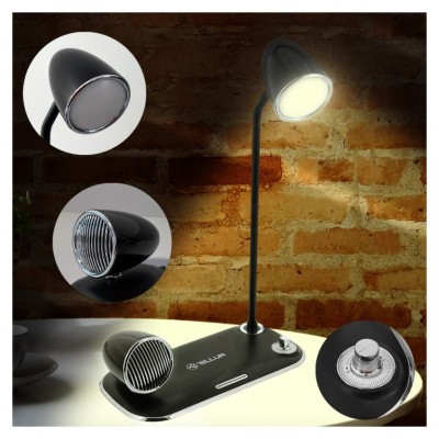 Tellur Nostalgia Wireless Desk Charger, Bluetooth Speaker, Desk Lamp black