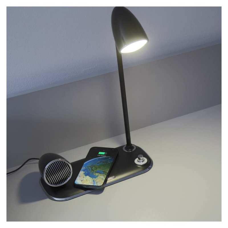 Tellur Nostalgia Wireless Desk Charger, Bluetooth Speaker, Desk Lamp black