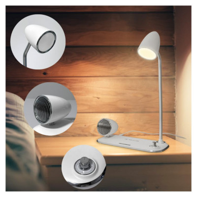 Tellur Nostalgia Wireless Desk Charger, Bluetooth Speaker, Desk Lamp white