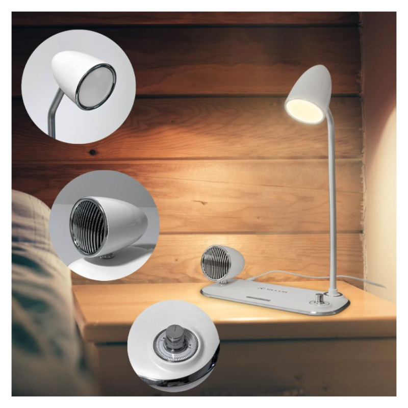 Tellur Nostalgia Wireless Desk Charger, Bluetooth Speaker, Desk Lamp white