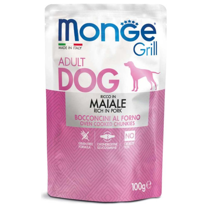 Monge Dog Grill Pouch Adult Chunkies Rich in Pork 100 g