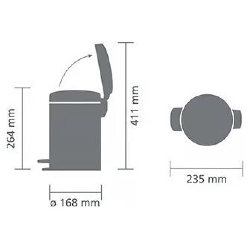 Brabantia atkritumu tvertne ar pedāli NewIcon, 3 l, Brilliant Steel - 113147