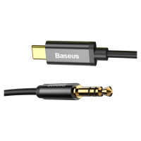 Baseus stereo audio cable AUX 3.5 mm mini jack - USB Type C for tablet phone 120cm black (CAM01-01)