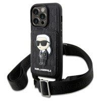 Karl Lagerfeld KLHCP14LCSAKHPKK iPhone 14 Pro 6.1" hardcase black/black Crossbody Saffiano Monogram Ikonik