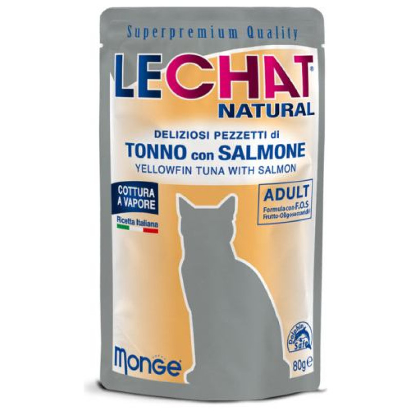 Lechat Natural pouches Tuna with Salmon 80 g - barība kaķiem