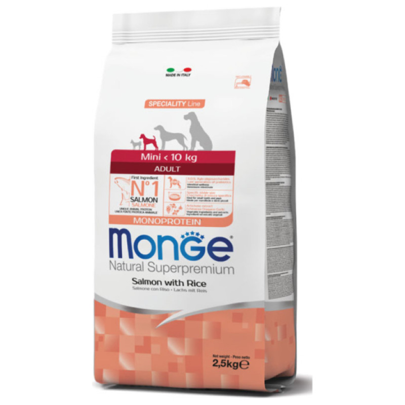 Monge Dog Mini Adult Monoprotein Salmon with Rice 2,5 kg