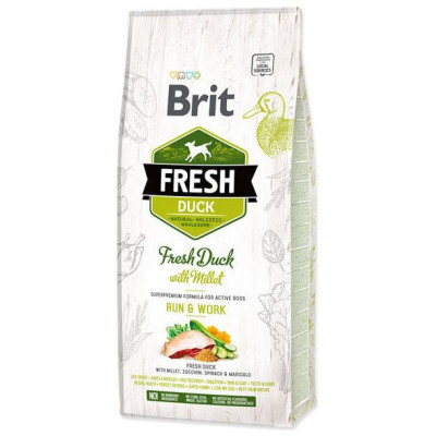 Brit Fresh Duck with Millet Active Run & Work 12 kg barība suņiem