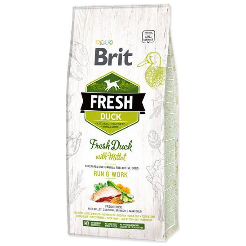 Brit Fresh Duck with Millet Active Run & Work 12 kg barība suņiem