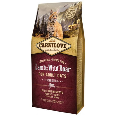 Carnilove Lamb & Wild Boar Adult Cat Sterilised 6 kg barība kaķiem