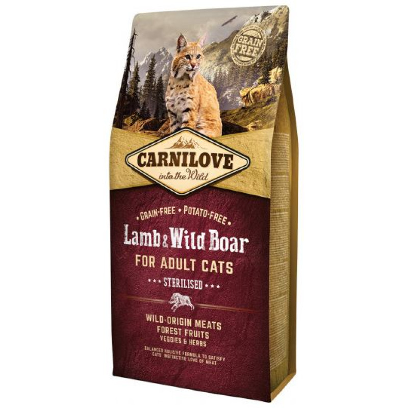 Carnilove Lamb & Wild Boar Adult Cat Sterilised 6 kg barība kaķiem
