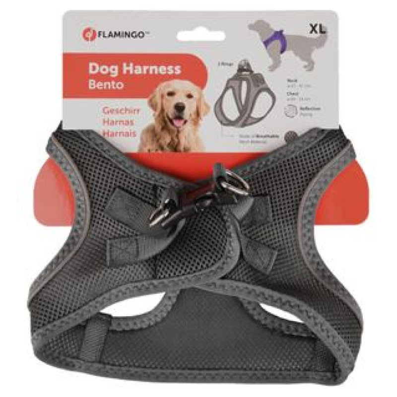 Flamingo kru&scaron;u siksna suņiem BENTO GREY XS 30-32CM