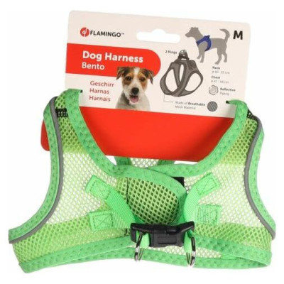Flamingo kru&scaron;u siksna suņiem BENTO GREEN M 41-44CM