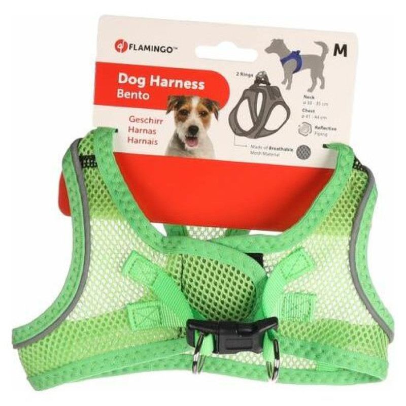 Flamingo kru&scaron;u siksna suņiem BENTO GREEN M 41-44CM