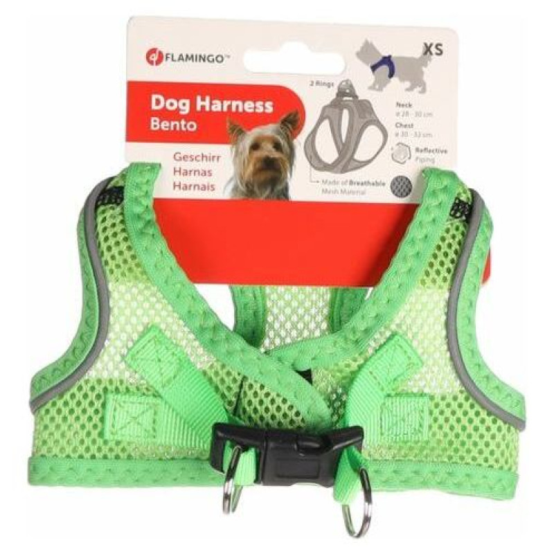 Flamingo kru&scaron;u siksna suņiem BENTO GREEN XS 30-32CM