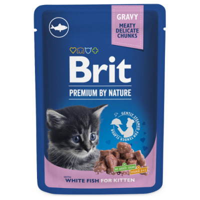 Brit Premium Cat Pouch White Fish Kitten 100 g konservi kaķiem
