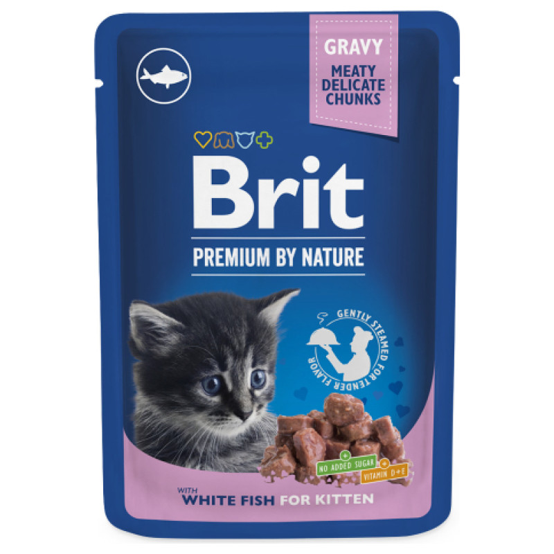 Brit Premium Cat Pouch White Fish Kitten 100 g konservi kaķiem
