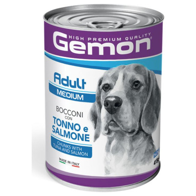 Gemon Dog chunkies Adult MEDIUM with tuna&salmon 0.415 kg - konservi suņiem