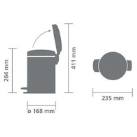 Brabantia atkritumu tvertne ar pedāli NewIcon, 3 l, Champagne - 304408