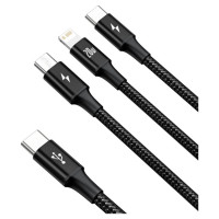Baseus Rapid Series 3in1 USB-C - USB-C / Lightning / micro USB cable 20W PD 1.5m - black