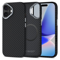 Tech-Protect Ion Carbon MagSafe case for iPhone 17 - black and silver